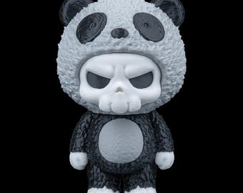 Skull face collectible keychain panda. Labubu inspired, Babuu, keyring