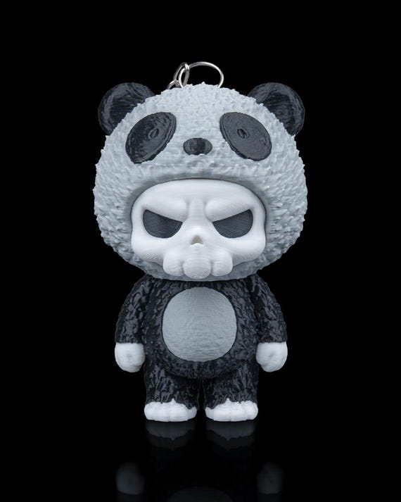 Skull Face Collectible Keychain Panda. Labubu Inspired, Babuu