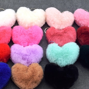 Herz Schlüsselanhänger, Plüsch Schlüsselanhänger, Stoff Herz Schlüsselanhänger, Schlüssel Charm, Taschenanhänger, Plüsch Taschenanhänger, Silber Kette Schlüsselring, Schlüsselring für Tasche