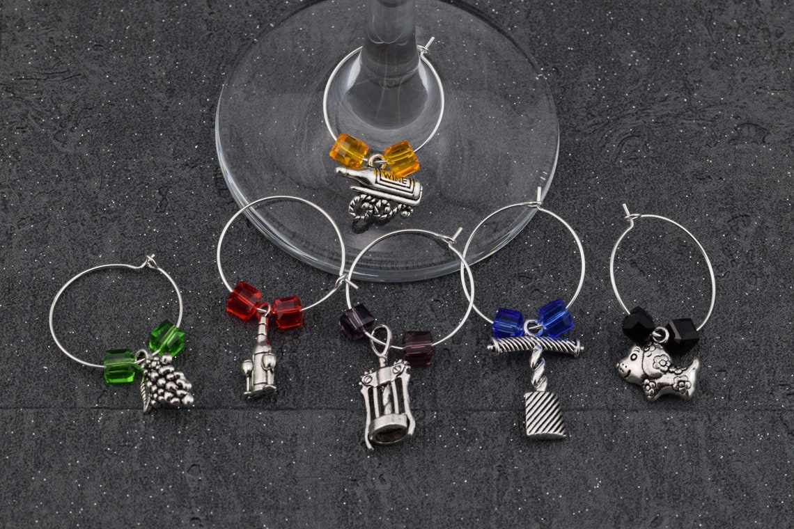 Wine Glass Charms Wine Glass Rings Colourful Glass Ring Etsy