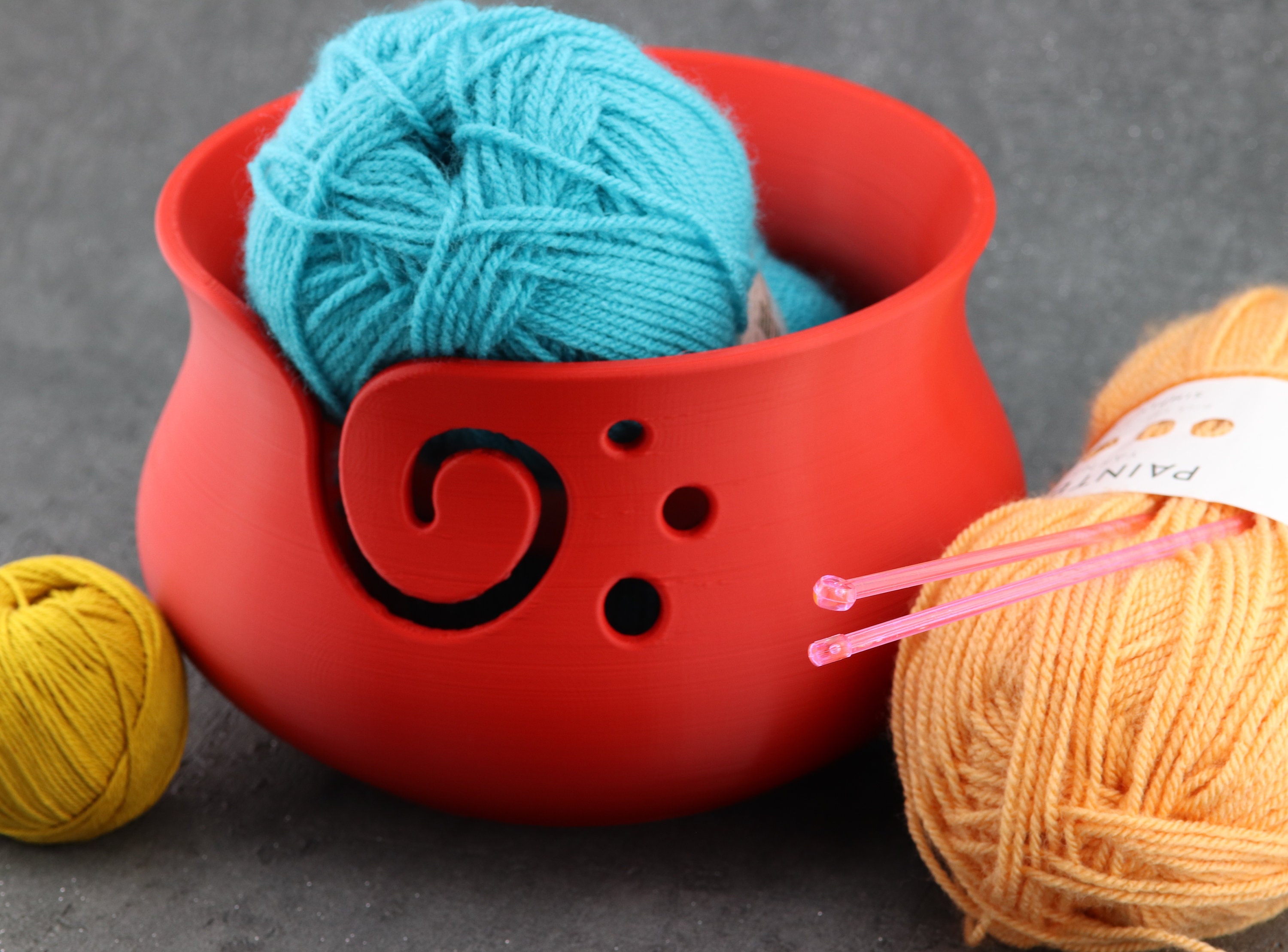 Bamboo Yarn Bowl for Knitting Projects - Large Yarn Bowl Size 6 X 4 inch -  Yarn Bowls for Crocheting - Portable Crochet Bowl - Functional Yarn Ball