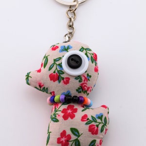 Animal plush keychain, CHOICE OF COLOURS,  keyring rag doll, novelty button doll, stuffed plush, bag charm, duck keyring, stuffed duck
