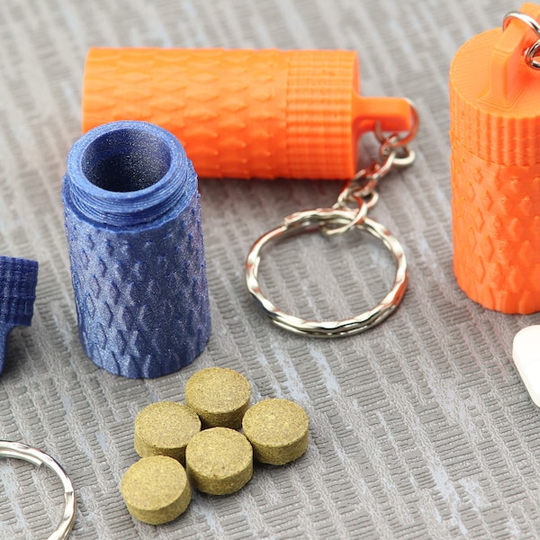 Pill bottle container, pill bottle keyring, emergency pill container, waterproof