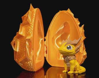 Articulated 3D Printed Lightning Dragon Egg: Storm Element Toy