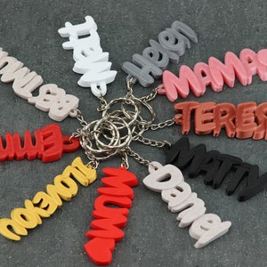 3D printed name keyring, CUSTOMISED keyring, 3D name plate keyring, name tag, 3D printed keyring, CUSTOMISED keychain, gift for her, unique