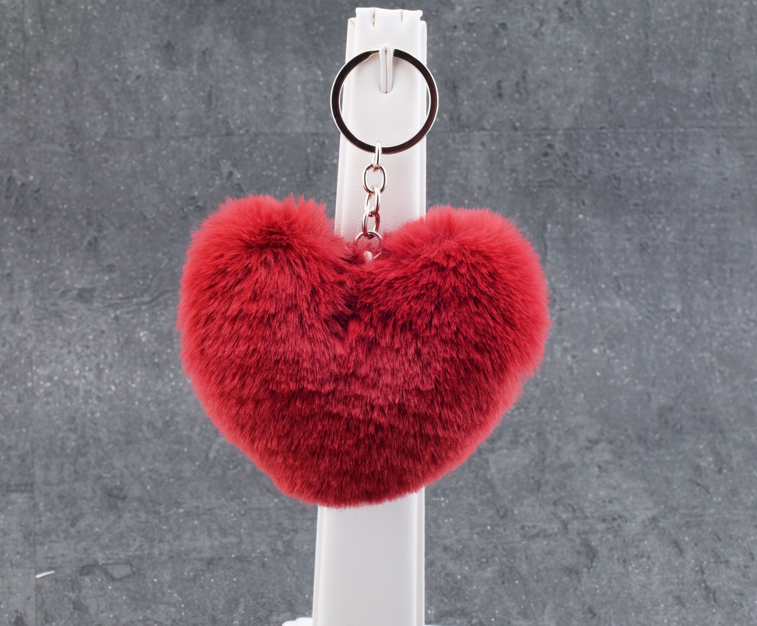 Heart keychain plush keyring fabric heart keyring key Etsy