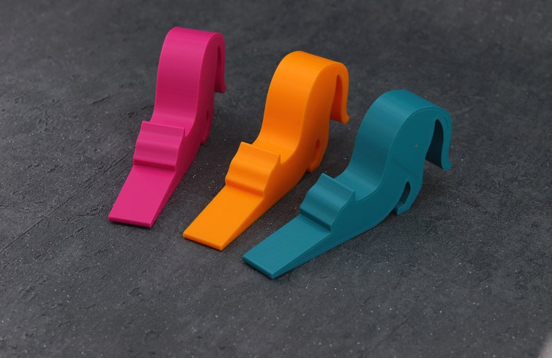 3D Printed Cat Door Stop: Stretching Cat Figure image 1