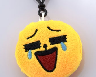 Unamused face with tears of joy  plush keychain, plush yellow face  keyring, bag charm, back bag keyring, tears face  keyring