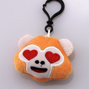 Monkey with heart eyes  plush keychain, monkey  keyring, bag charm, back bag keyring, love monkey  keyring, animal keyring