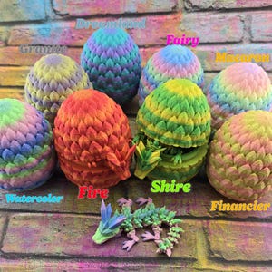 Articulated crystal dragon and egg, flexible fidget toy, articulated dragon, gift, christmas gift, 3d printed dragon