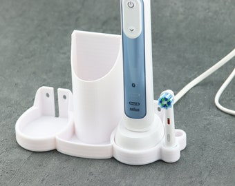 Soporte para cepillo de dientes eléctrico doble impreso en 3D: compatible con Oral B