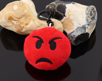Smiley face red evil  plush keychain, evil  keyring, red evil keychain, bag charm, back bag keyring,  keyring, red evil