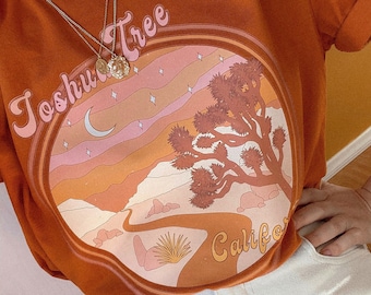Joshua Tree Unisex Tshirt | Joshua Tree park, southwest tee, desert sunset, 70s aesthetic, roadtrip shirt, travel tee, gift, California top