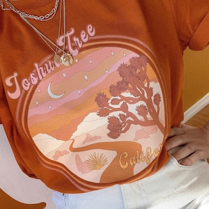 Joshua Tree Unisex Tshirt | Joshua Tree park, southwest tee, desert sunset, 70s aesthetic, roadtrip shirt, travel tee, gift, California top