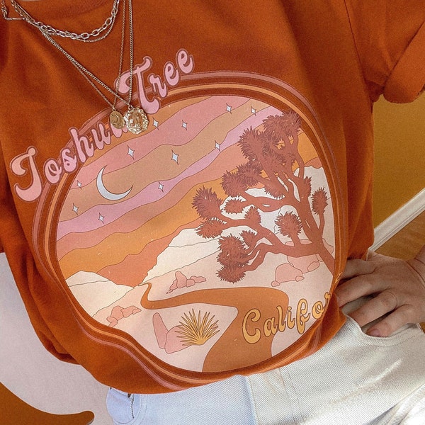 Joshua Tree Unisex Tshirt | Joshua Tree park, southwest tee, desert sunset, 70s aesthetic, roadtrip shirt, travel tee, gift, California top