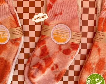Bio-Baumwoll-Crew-Socken 2er-Pack, Handgefärbte Mesa + Natürliche, Unisex Kurze Socken