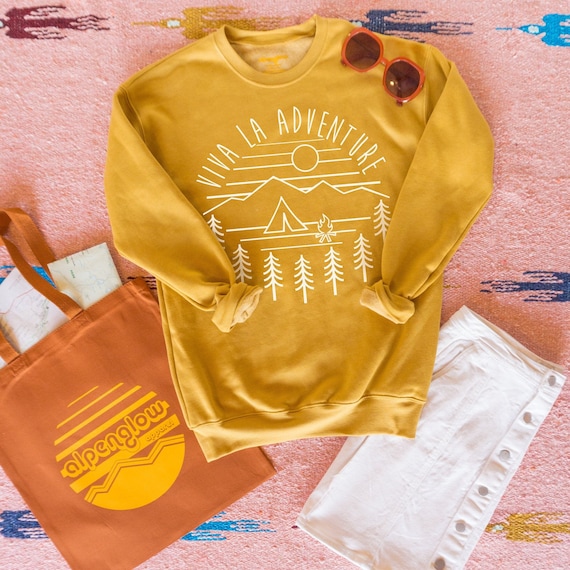 Viva La Adventure Crewneck Sweatshirt, Hipster, Retro, Camping