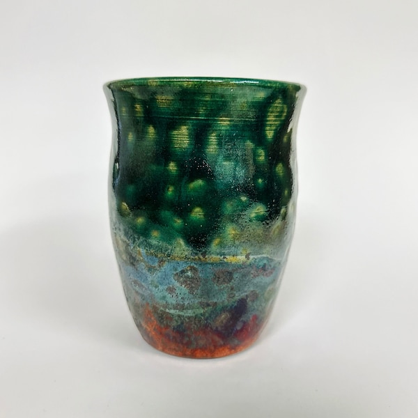 Emerald Flame Raku Planter