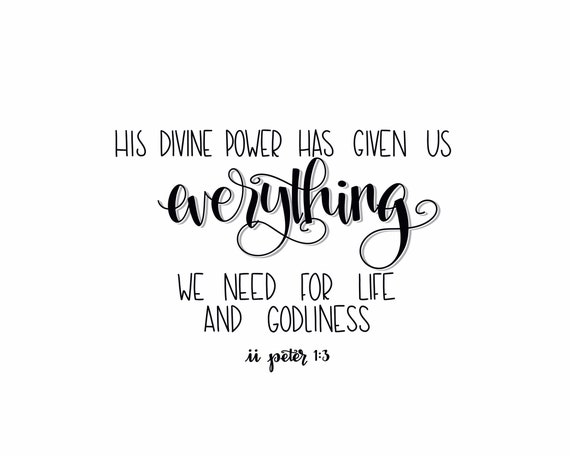 His Divine Power Print Bible Verse Print Comfort Word Art Etsy