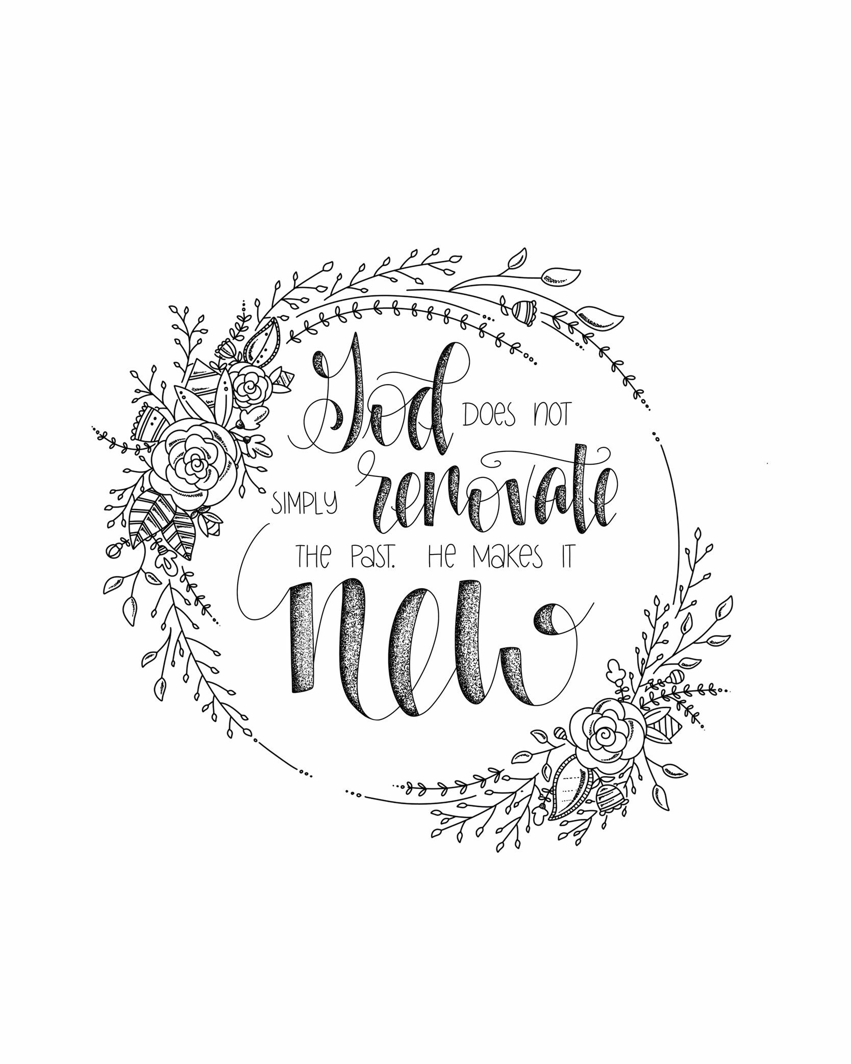 All Things New Printable Art , Redeemed Word Art , Hand Lettered