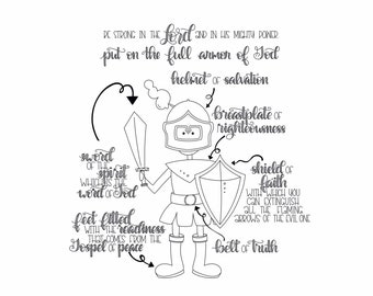 Armor Of God / Armor Of God Nursery Art / Kids Bedroom Printable / Bible Verse Word Art / Bible Verse Print / Ephesians 6