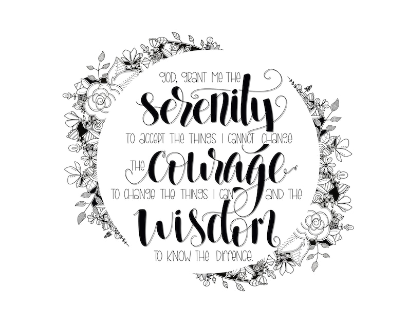 serenity prayer serenity prayer print addiction recovery etsy