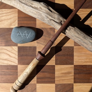 Handcrafted Wooden Wand! Walnut, and Sassafras Wood, 11.5 inches. One of a Kind Wand Made for Wizards, Witches, or Collectors!