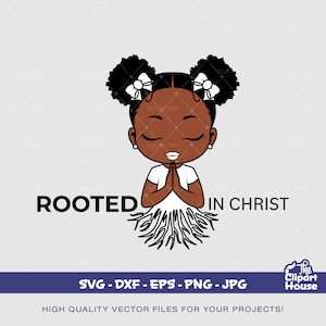Radicato in Cristo Ragazza Nera, afro-americano in formato SVG, ragazza nera in formato SVG, afro in formato SVG, fede in formato SVG, religione in formato SVG, mani in preghiera, ragazza in preghiera in formato SVG