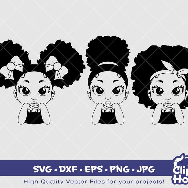 Mädchen entspannte Silhouette | Digital SVG - DXF - EPS - png - Jpg | Sofortdownload | Afroamerikaner svg, schwarzes Kind svg, Afrokind