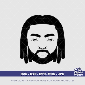 Black Man Locs Outline Silhouette, african american svg, black man svg, bearded man svg, black excellence svg, melanin svg, black king svg