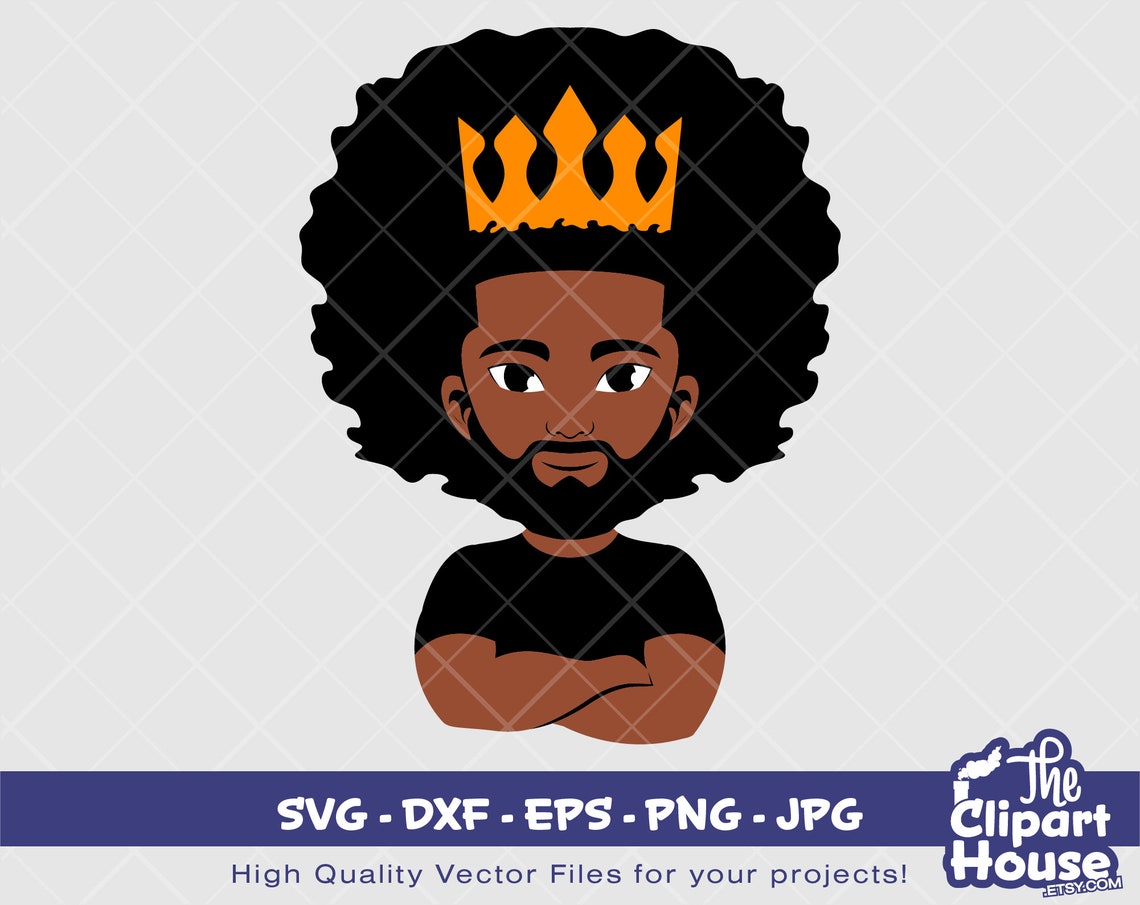 Black Afro Man King Digital SVG DXF EPS Png Jpg - Etsy