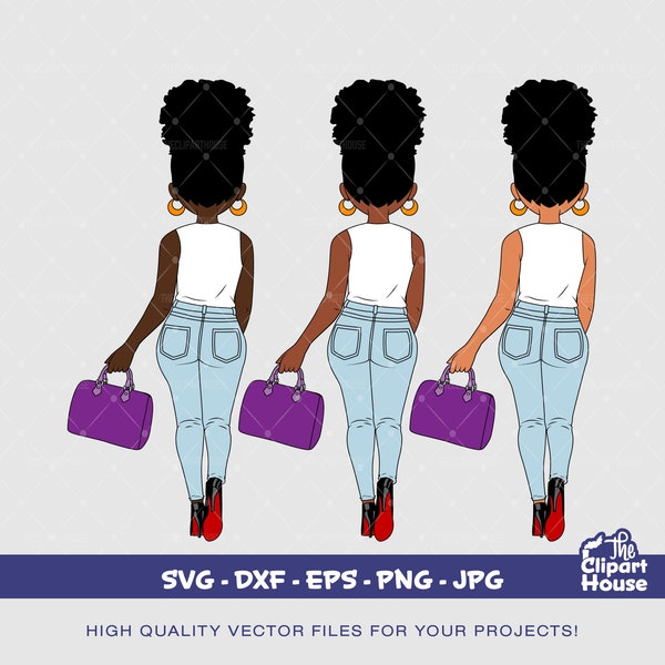 Walking Away Black Woman, african american svg, black woman svg, black girl svg, melanin svg, afro girl svg, melanin svg