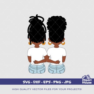 友情の女の子のハグ、アフリカ系アメリカ人の svg、黒人女性、友情の目標、親友、家族の svg、ハグの svg