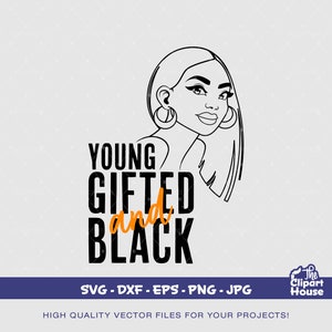 Contorno de mujer joven dotada y negra, svg afroamericano, mujer negra svg, chica afro svg, chica negra magia svg, reina negra svg