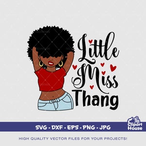 Piccola Miss Thang Woman, afro-americana in formato SVG, donna nera in formato SVG, ragazza afro in formato SVG, ragazza nera magica in formato SVG, regina nera in formato SVG