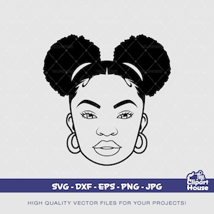 Afro Puff Young Woman Outline, african american svg, black woman svg, afro girl svg, black girl magic svg, black queen svg