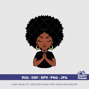 Pregando donna afro, afro-americano in formato SVG, donna nera in formato SVG, afro, fede in formato SVG, religione in formato SVG, speranza in formato SVG, mani in preghiera, donna in preghiera in formato SVG