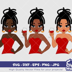 ピーカブー ワイン ドレッドヘアの女性 | デジタル SVG - DXF - EPS - png - Jpg | 即時ダウンロード | アフリカ系アメリカ人 SVG、黒人女性 SVG、アフロ女性