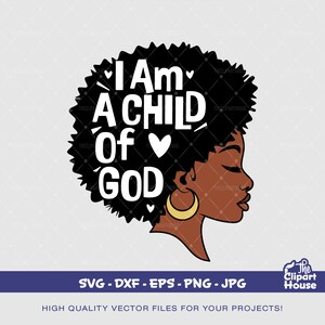 Io sono un figlio di Dio donna afro, afro-americano in formato SVG, donna nera in formato SVG, afro, fede in formato SVG, religione in formato SVG, speranza in formato SVG, mani in preghiera