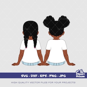 Freundschaft junge Mädchen 7, Afroamerikaner svg, schwarzer Junge svg, Afro Jungen svg, Familien svg, Geschwister svg, schwarzes Mädchen