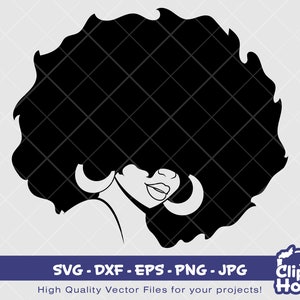 アフロ フェイス シルエット、Cricut svg、印刷可能、アフリカ系アメリカ人 svg、黒人女性 svg、黒人少女マジック svg
