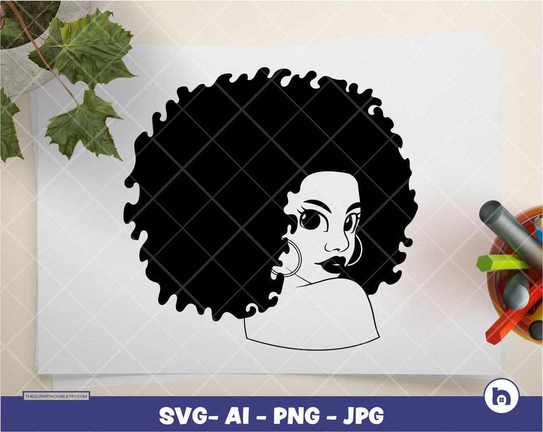 Afro Half Woman Silhouette | Digital PNG - Ai - SVG - JPG | Instant ...