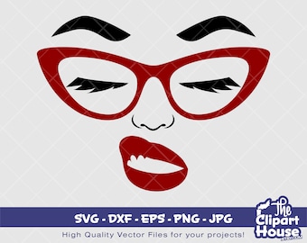 Glasses Face Digital SVG DXF EPS Png Jpg Instant