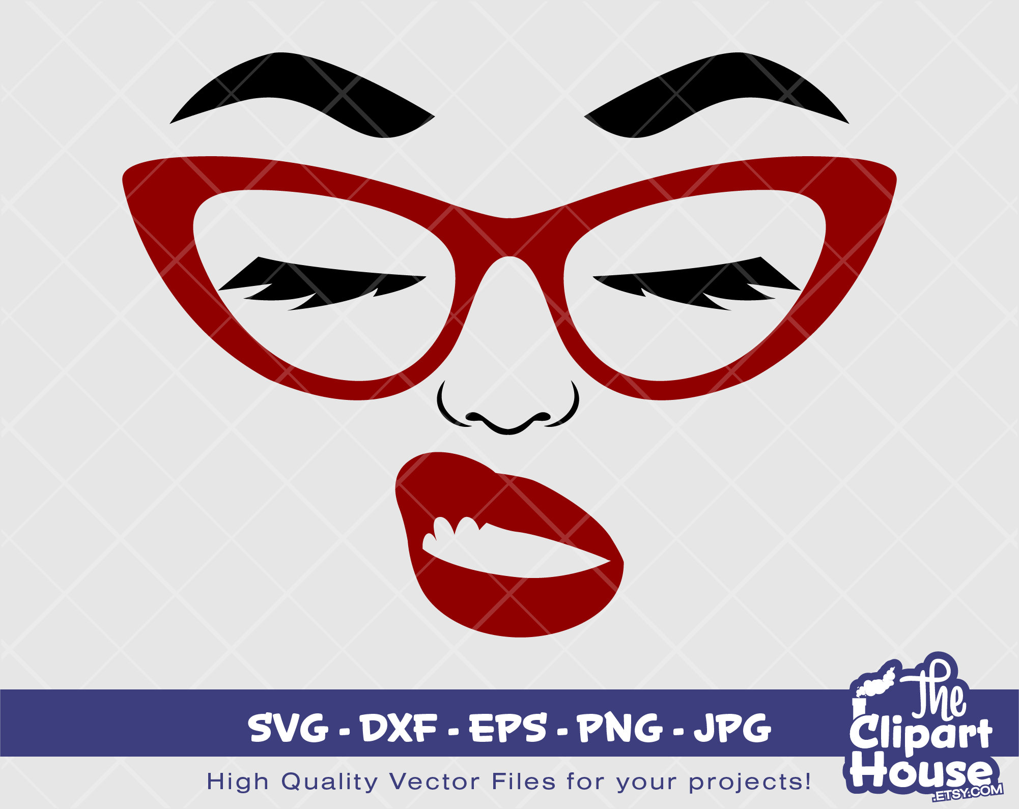 Glasses Face 2 Digital SVG DXF EPS png Jpg Instant Etsy