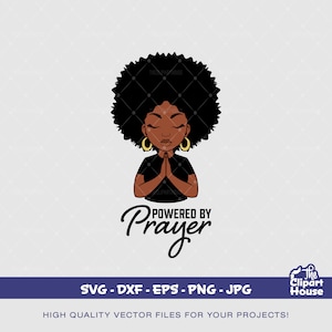 Alimentato dalla preghiera Donna afro, afro-americana in formato SVG, donna nera in formato SVG, fede in formato SVG, religione in formato SVG, speranza in formato SVG, mani in preghiera, donna in preghiera in formato SVG