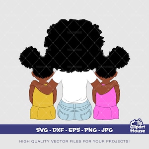 Madre e hijos 4 / Digital SVG - DXF - EPS - png - Jpg / Descarga instantánea / svg africano, mujer negra, objetivos de madre, padre