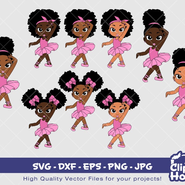 Peekaboo Ballerina Bundle | Digital SVG - DXF - EPS - png - Jpg | Instant Download | african american svg, black kid svg, afro child svg