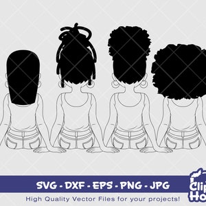 Vriendschap meisjes silhouet | Digitale SVG - DXF - EPS - png - jpg | Direct downloaden | zwarte vrouw, vriendschapsdoelen, beste vrienden