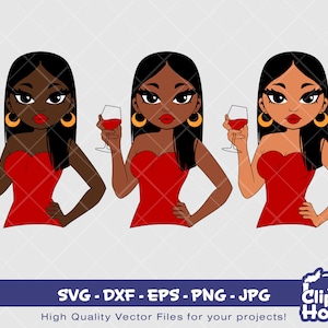 ピーカブー ワイン ストレートヘアの女性 | デジタル SVG - DXF - EPS - png - Jpg | 即時ダウンロード | アフリカ系アメリカ人 SVG、黒人女性 SVG、アフロ女性