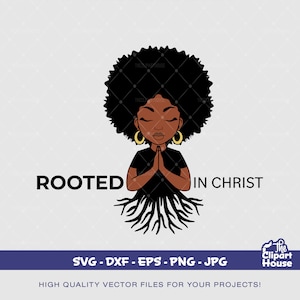 Radicato in Cristo donna nera, afro-americano in formato SVG, donna nera in formato SVG, fede in formato SVG, religione in formato SVG, speranza in formato SVG, mani in preghiera, donna in preghiera in formato SVG